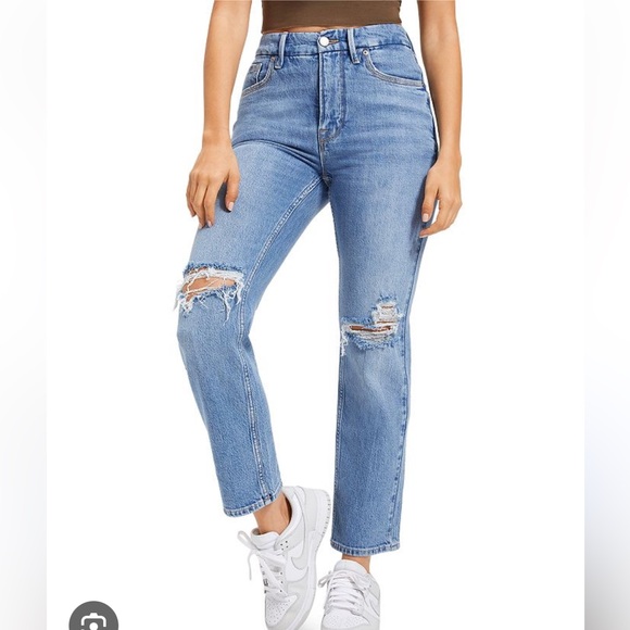 Good American 90s Cropped Straight Icon Jeans - Picture 4 of 7